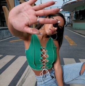 SHEIN Green Lace-Up Women's Top, Size Small.